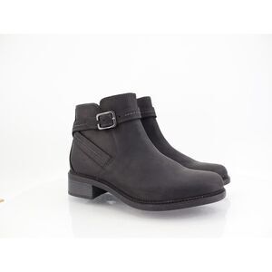 Clarks Women's Maye Strap Boot Size 10 Black Leather Block Heel Comfy Ankle
